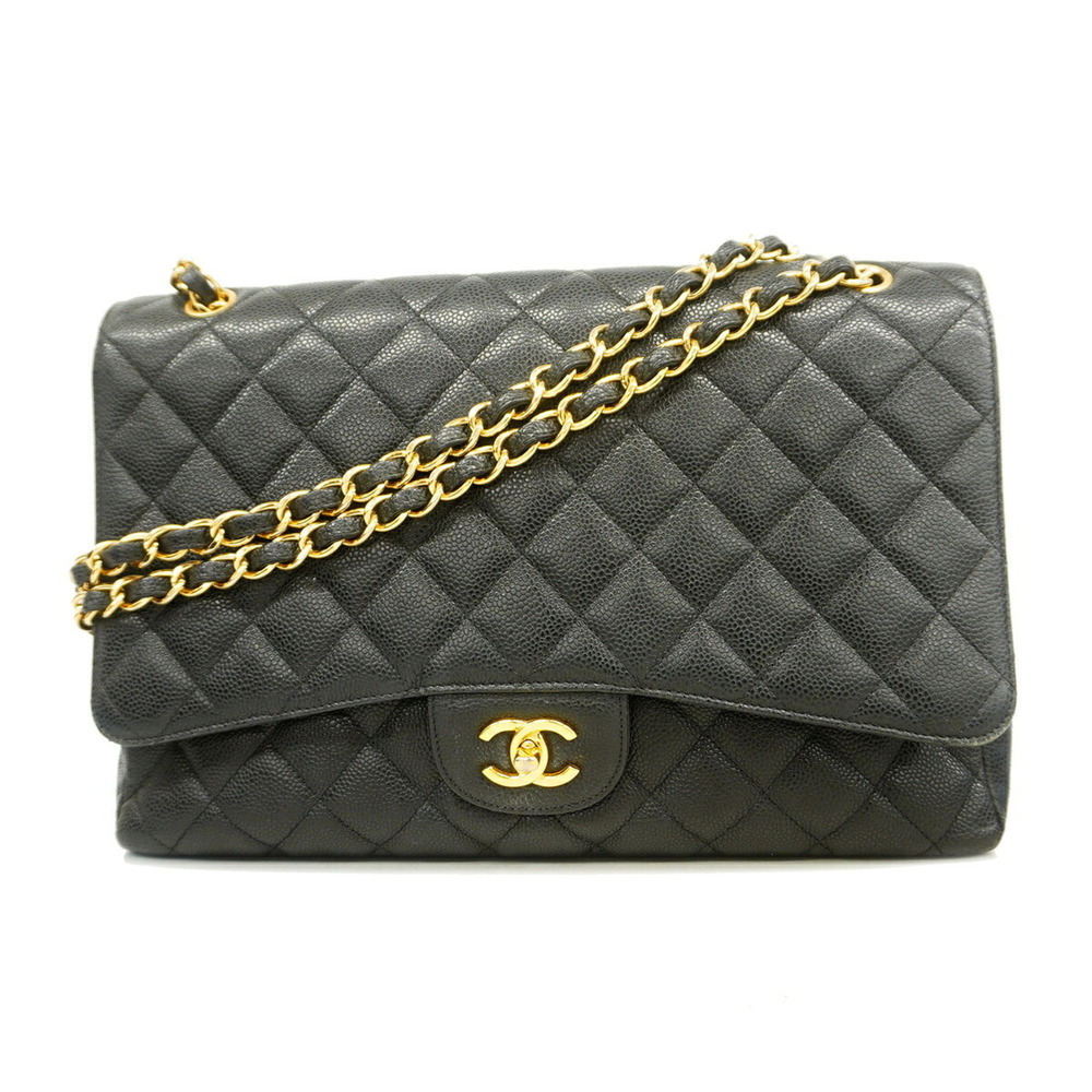 Chanel Shoulder Bag, Large Matelassé, Double Chain, Caviar Leather, Brown, Wo...